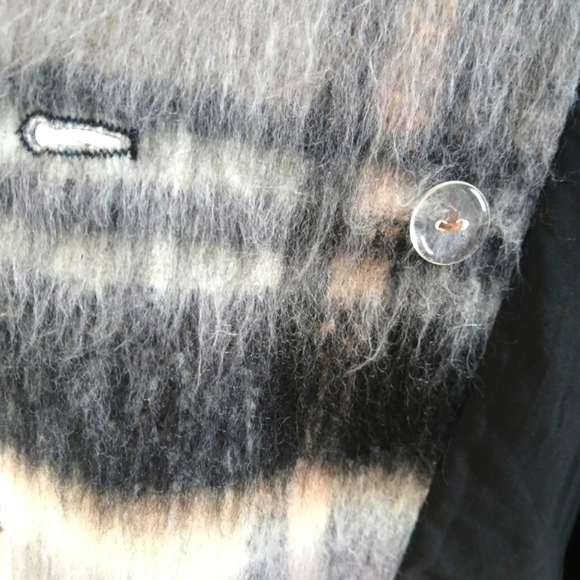 Vintage Forever 21 Jacket Duster All Over Curve Long-Line Overcoat Shadow Check - Picture 12 of 15